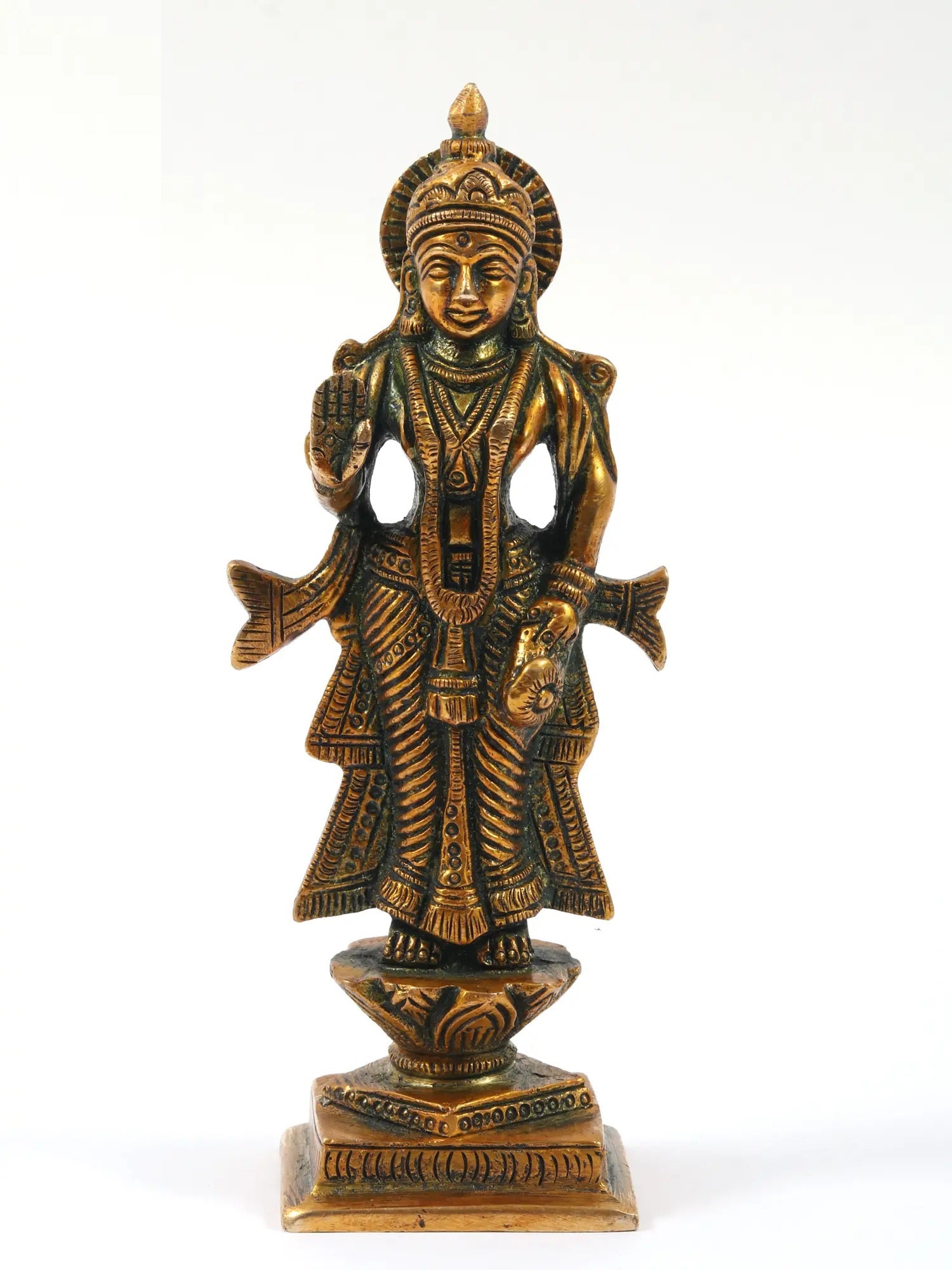 Small Antique Gold Brass Statue of Radha Ji | 5 inches