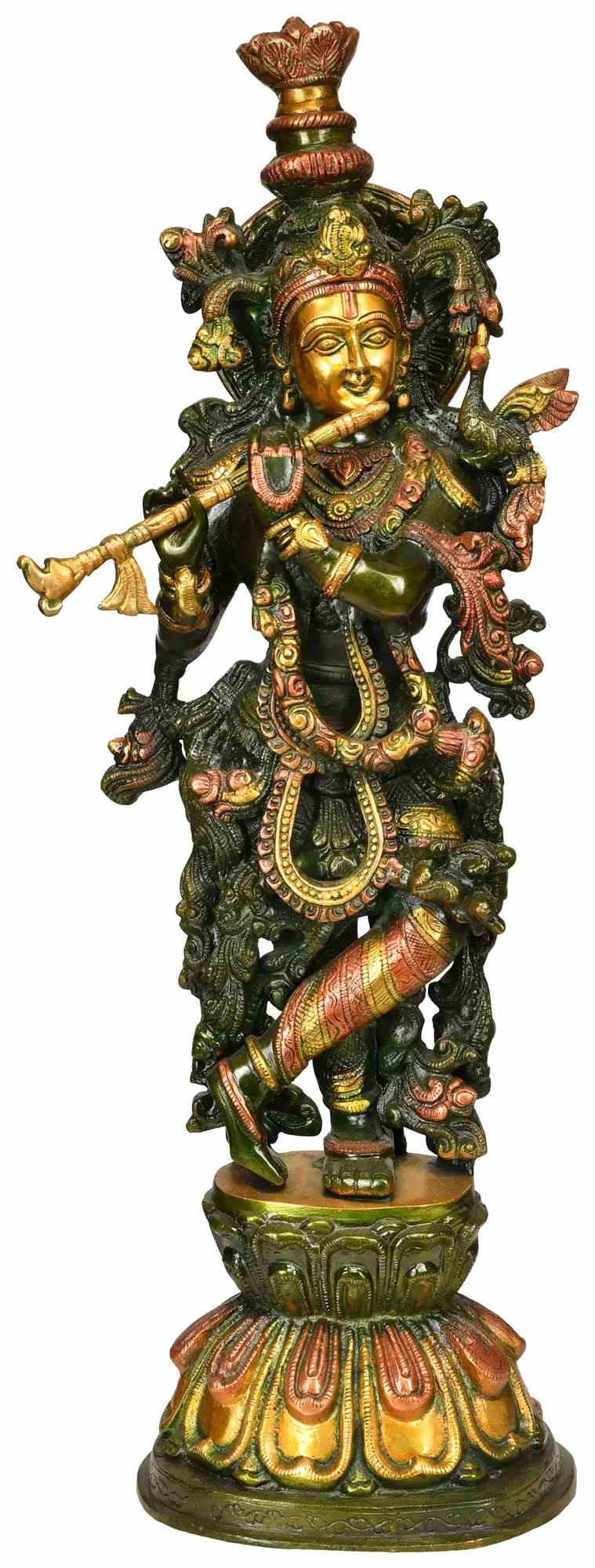 Brass Statue of Fluting Krishna 24 inches