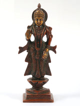 Antique brass Radha Ji statue with double chala, 5 inches