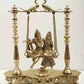 Handmade Brass Statue of Radha and Krishna on a Peacock-Perched Swing 15 inches