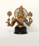 Chaturbhuja Venugopal (Krishna) Brass Bust with Inlay Work on Wooden Base 18 inches