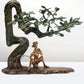 Brass Statue of Lord Krishna Playing the Flute Under a Tree 19 Inches