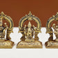 Set of three small brass statues of Ganesha, Lakshmi, and Saraswati 2 inches