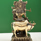 Handmade Brass Sculpture of Murlidhar Krishna with Cow 16 Inches