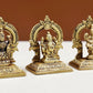 Set of three small brass statues of Ganesha, Lakshmi, and Saraswati 2 inches