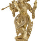 Natural Brass Tribhanga Muralidhara with Tassels at the Wrists and Sashes at the Hips 15 CM