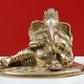 Brass Idol of Lord Ganesha Enjoying Modak 6 inches