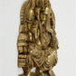 Natural Brass Idol of Lord Ganesha Seated on a Throne, Bestowing Blessings 11 inches