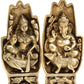 Brass Pair of Hands with Lakshmi Seated on an Owl and Ganesha on a Rat 7 inches