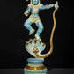 Blue and gold Brass Statue Depicting Lord Krishna Vanquishing Kaliya 18 Inches