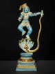 Blue and gold Brass Statue Depicting Lord Krishna Vanquishing Kaliya 18 Inches