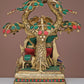 Brass Sculpture of Radha Krishna with Tree 16 Inches