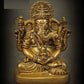 Handmade brass sculpture of a small Ganesha in Shiva Sadhana holding a Shiva Linga 2 Inches