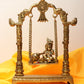 Brass Statue of Laddu Gopal on a Swing (Jhula) 12 Inches