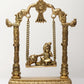 Brass Statue of Laddu Gopal on a Swing (Jhula) 12 Inches