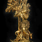 Brass Statue of Krishna in Tribhanga Pose, Playing the Flute Under a Magnificent Tree 14 Inches