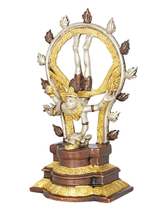 Brown silver gold Brass Shiva's Gangavatarana (Nataraja) Sculpture | Handcrafted 12 inches