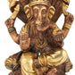 Small brass Brown gold sculpture of Ganesha seated on the Shesha Naga 5 inches