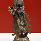 Black with natural Brass Statue of Lord Krishna Playing the Flute 13 Inches