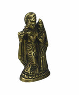 Small brass statue of Radha and Krishna, standing embrace, ornate details