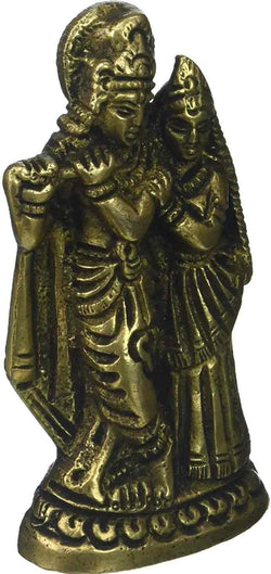 Small Brass Statue of Radha Krishna 4 Inches