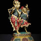 Brass Statue of Radha and Krishna Engaged in Ecstatic Dance with Inlay Work 16 Inches