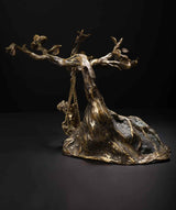 Bronze Bal Krishna idol swing sculpture, tree-branch style frame and hanging chains