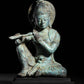 Small Brass Idol of Murli Manohar Krishna Seated on a Wooden Base 6 Inches