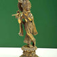 Brass Statue of Standing Krishna Playing the Flute 12 inches