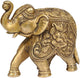 Brass Elephant with Upraised Trunk Carved with ganesh and ridhi sidhi 5 inches