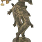 Antique Green Brass Statue of Standing Lord Krishna Playing the Flute 14 inches