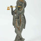 Handcrafted Green Patina Brass Statue of Lord Krishna Playing the Flute 9 inches