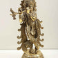 Natural Brass Statue of Lord Krishna Playing the Flute 13 Inches