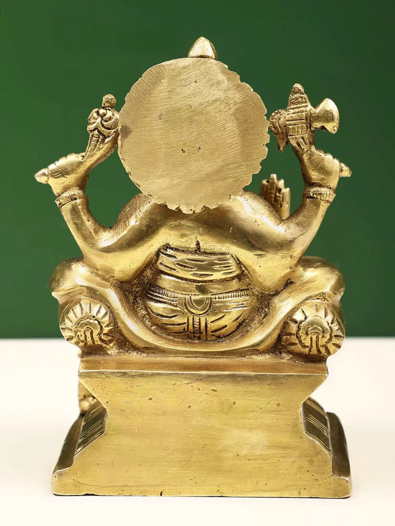 Brass Raja Ganpati Statue 5 inches