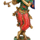 Brass Statue of Lord Krishna Playing the Flute 14 Inches