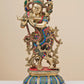 Handmade Brass Sculpture of Krishna Playing the Flute with Inlay Work 22 Inches