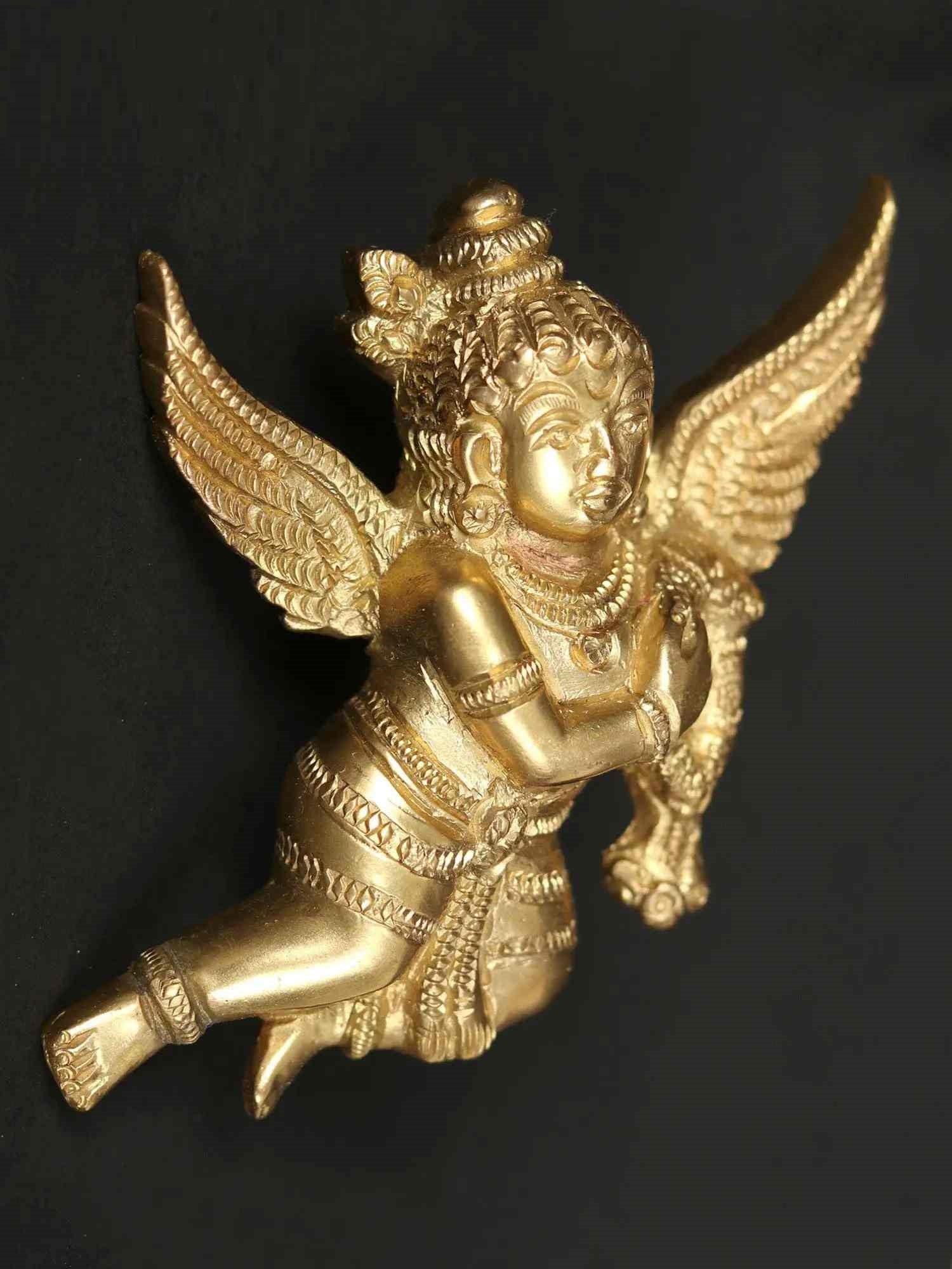 Small Brass Idol of Lord Gandharva | Wall Décor 3 inches