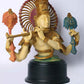 Colourful Brass Bust of Chaturbhuja Venugopal (Krishna) on Wooden Base 18 Inches