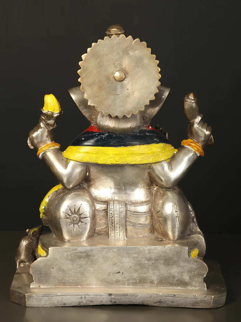 Brass Lord Ganesha Wearing an Orange Dhoti 11 inches