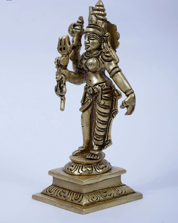 Small Ardhanarishvara Brass Statue | Shiva-Shakti Idol 5 inches Entryway Setting
