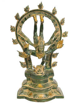 Patina Brass Shiva's Gangavatarana (Nataraja) Sculpture | Handcrafted 12 inches