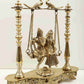 Handmade Brass Statue of Radha and Krishna on a Peacock-Perched Swing 15 inches