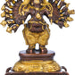 Brass Brown gold Sixteen-Armed Vira Ganesha Sculptures 8 inches