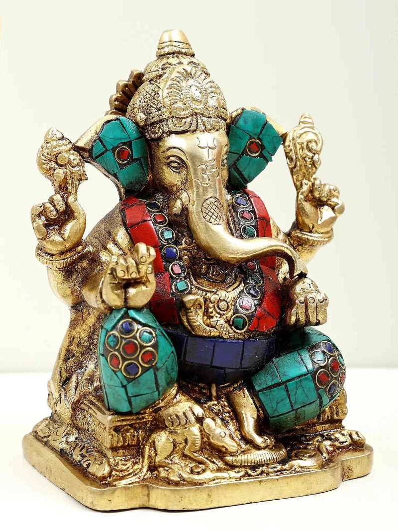 brass Seated Lord Ganesha 6 inches