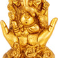 Brass Ganesha Seated In The Fold Of One's Palms 2 inches