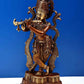 Brown with natural Brass Statue of Standing Fluting Krishna 14 INCHES