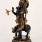 Brass Statue of Lord Venugopal (Krishna) Playing Flute with Cow, in Black and Gold 14 Inches