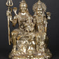 Superfine Small Lord Shiva and Parvati with Little Ganesha | Brass Statue in Multiple Sizes 10 cm