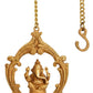 Brass Five-Wick Brass Ceiling Puja Lamp with Ganesha Design 9 inches