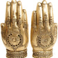 Brass Pair of Hands with Lakshmi Seated on an Owl and Ganesha on a Rat 7 inches